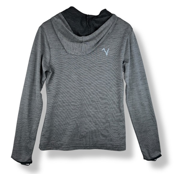 Voormi Hoodie Womens Medium Gray River Run Long Sleeve Base Layer Wool Blend Top - Picture 2 of 16